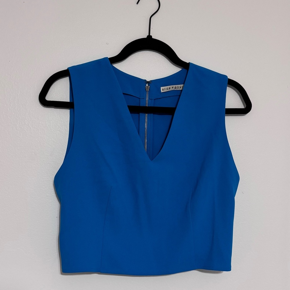 Alice and Olivia blue crop top
